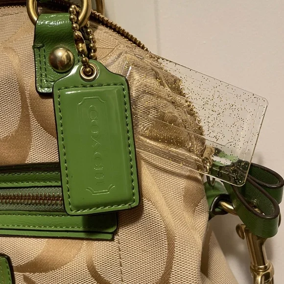 RARE Coach GREEN TAN  POPPY ORIGINAL 2 HANG TAGS! - Picture 3 of 12